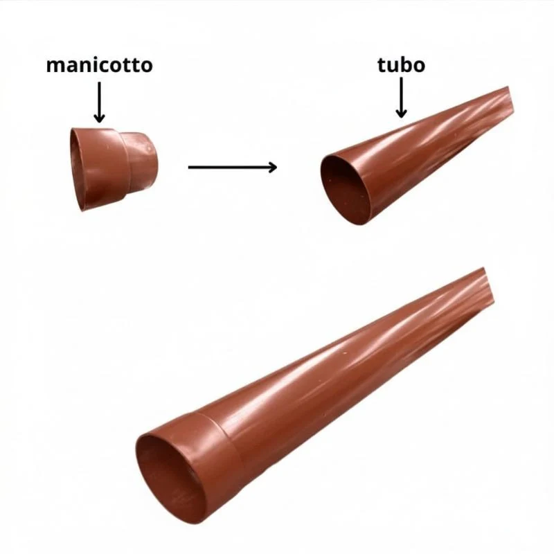 Tubo Pluviale "PLUVIA" in PMMA con Manicotto : Colore - Rame rosso, Diametro - 80, Metri Lineari - 1 metro