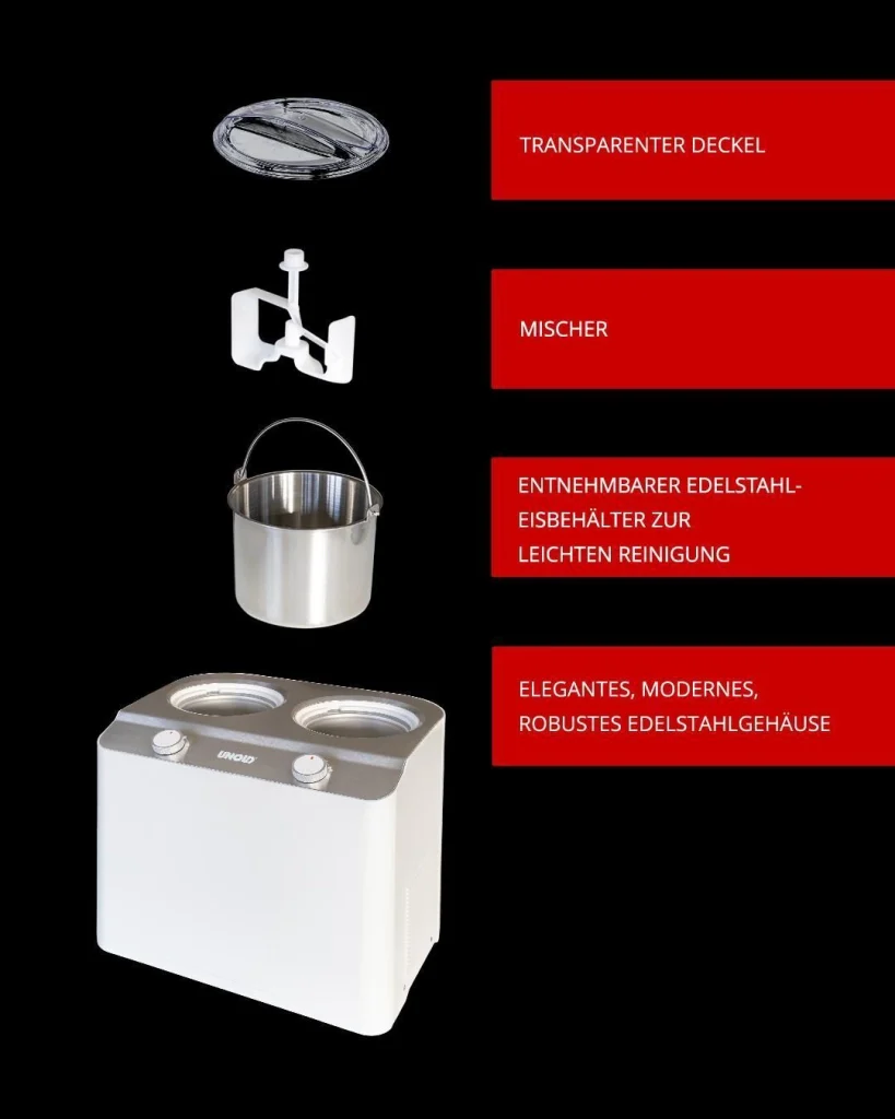 Unold Doppio Gelatiera compressore 2,4 L 250 W Acciaio satinato, Bianco - Image 3