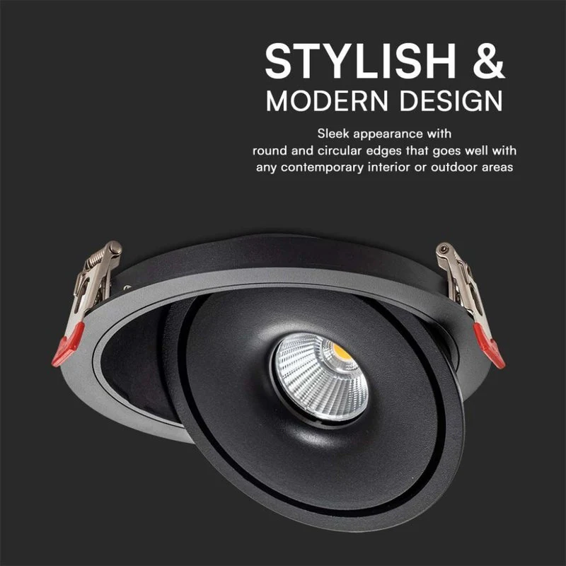 Faretto LED COB da Incasso Rotondo 12W 120*43mm Colore Nero 3in1 SKU-10578 - Image 6