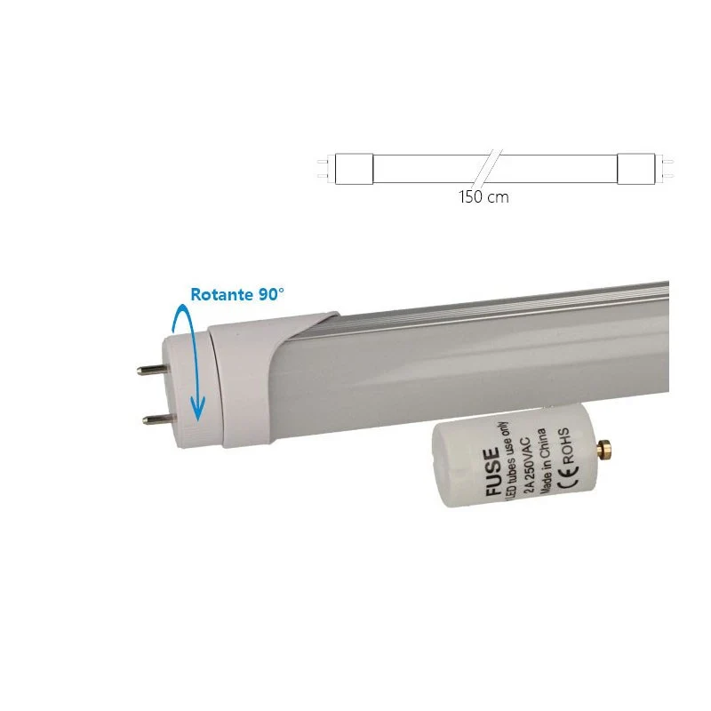 Tubo LED T8 G13 150cm 20W 2100lm Nanoplastica non Ruotabile, Disponibili 3000K 4000K 6400K (Bianco Freddo 6500K) - Image 3