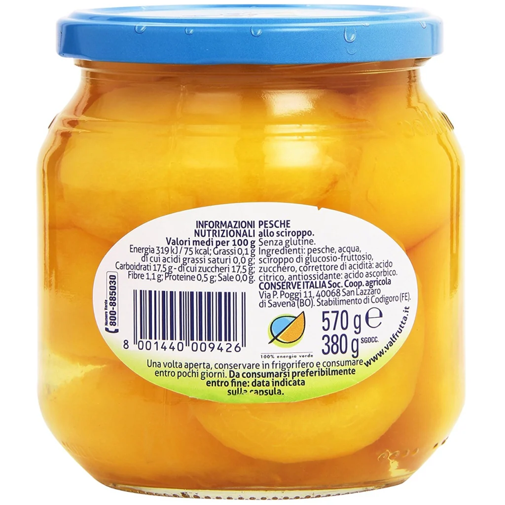 Valfrutta pesche sciroppate confezione da 570 grammi in vaso di vetro - Image 2