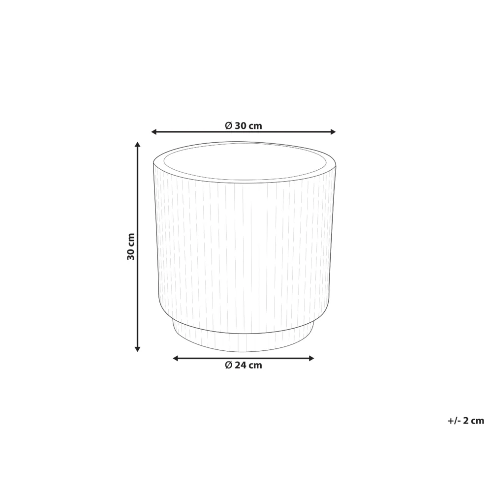 Vaso in argilla Taupe Fibra Vaso per piante da giardino 30 x 30 x 30 cm Foro di drenaggio Finitura verticale a coste Giardino esterno Patio - Image 4