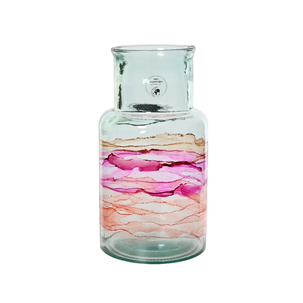 VASO IN VETRO D.15CMXH28CM MULTICOLORE.