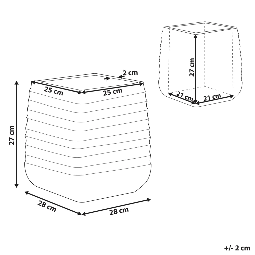 Vaso per piante grande in poliresina nera da esterno quadrato da giardino 28 x 27 cm resistente ai raggi UV - Image 5