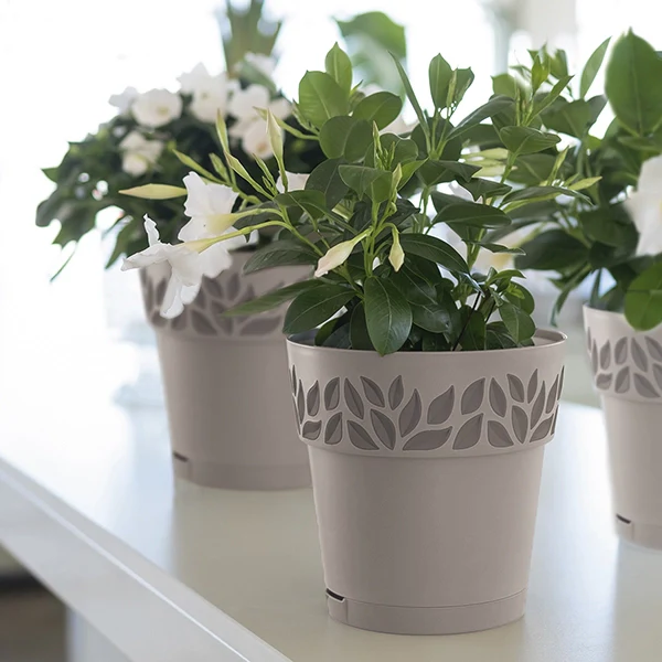 VASO TONDO 'CLOE' Ø 15 x h.15 - greige/grigio quarzo  - STEFANPLAST - Image 3