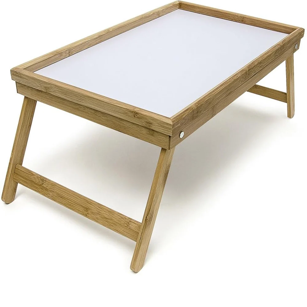 Vassoio in Bambù con Gambe Pieghevoli Salvaspazio Tavolino da Letto 50x30x22cm - Image 6