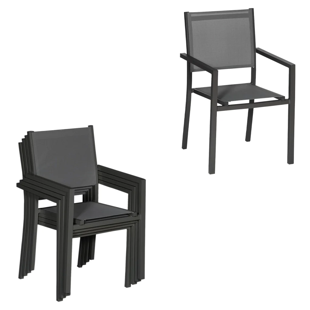 VENEZIASet di mobili da giardino allungabili in textilene grigio 140/200 posti a sedere 10 - alluminio antracite - Image 8