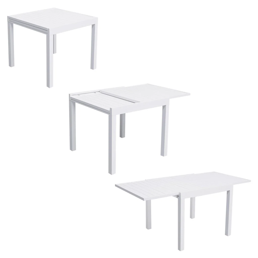 VENEZIASet di mobili da giardino allungabili in textilene grigio 90/180 - alluminio bianco - Image 2