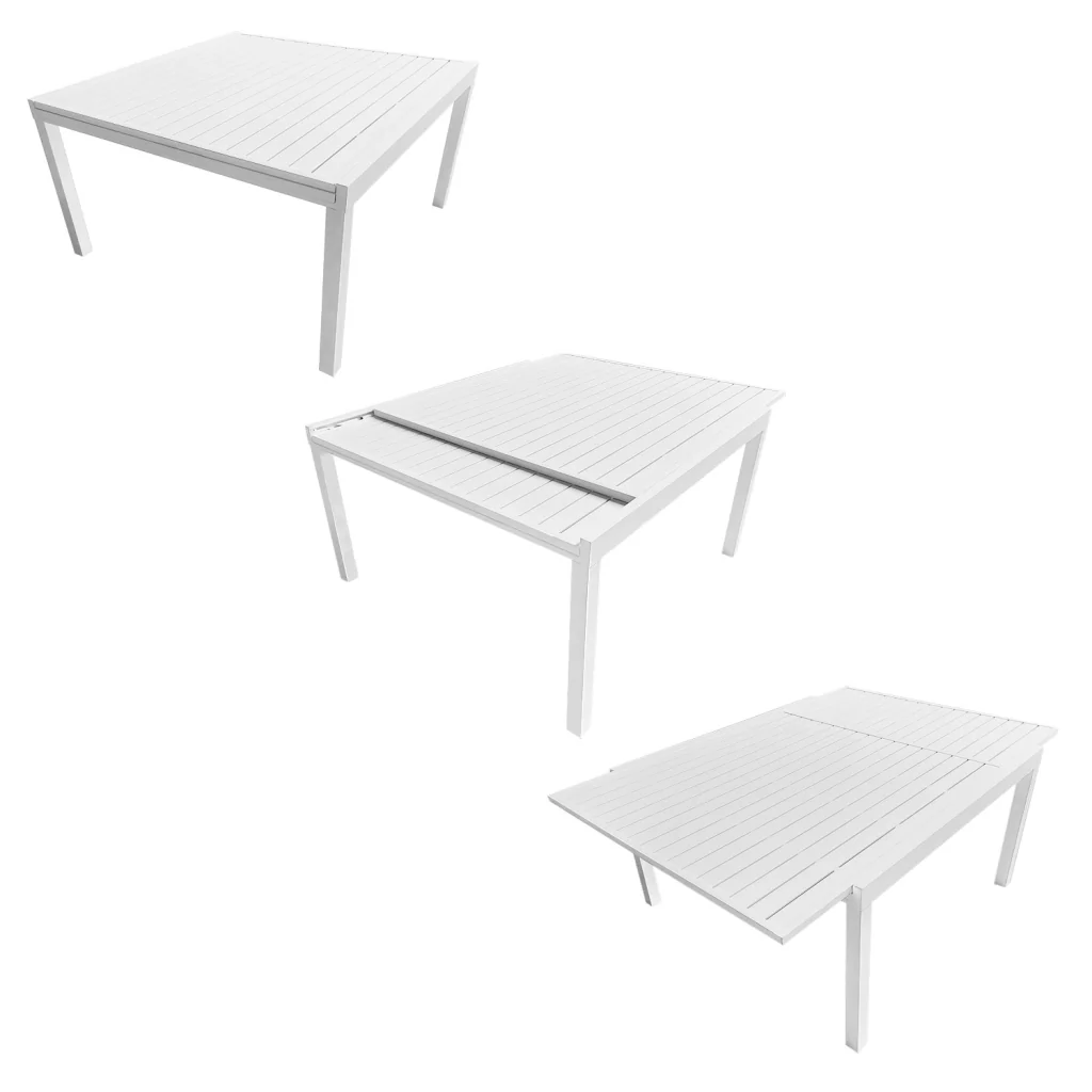 VENEZIASet di mobili da giardino estensibili in textilene grigio 140/200 - alluminio bianco - Image 3