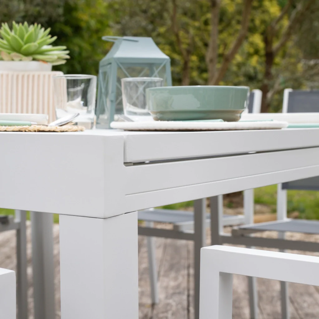 VENEZIASet di mobili da giardino estensibili in textilene grigio 140/200 - alluminio bianco - Image 6