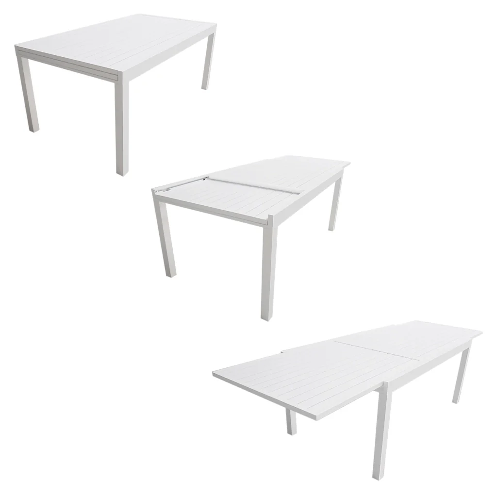 VENEZIASet di mobili da giardino estensibili in textilene grigio 180/300 - alluminio bianco - Image 3