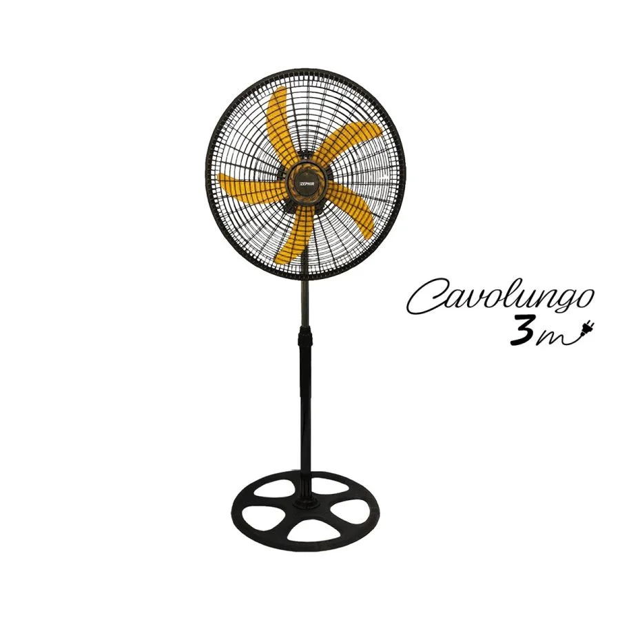 VENTILATORE A PIANTANA INDUSTRIALE 45 CM OSCILLANTE 3 VELOCITA  NERO E GIALLO