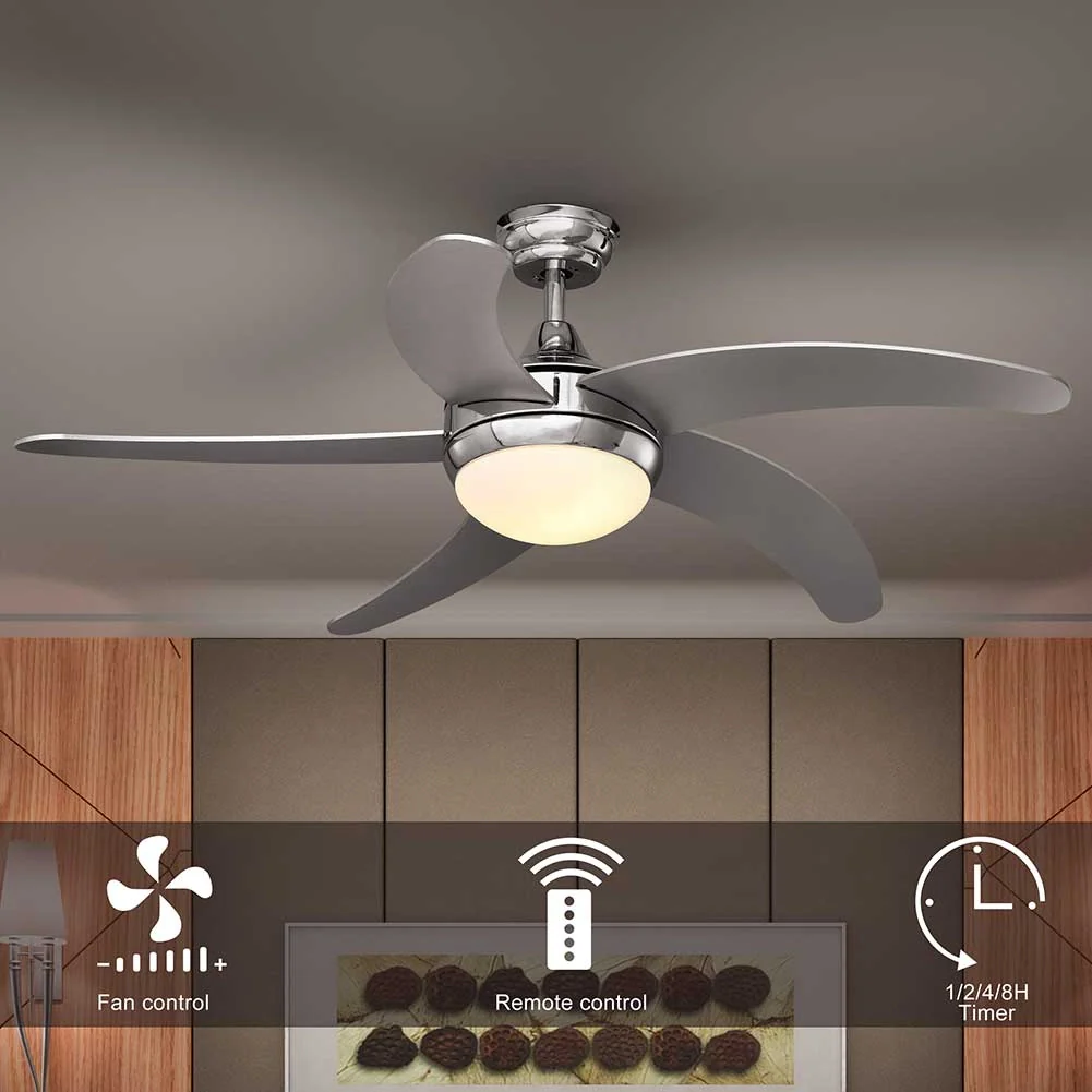 Ventilatore da Soffitto 5 Pale Legno con Lampada e Telecomando Diametro 132 cm - Image 3