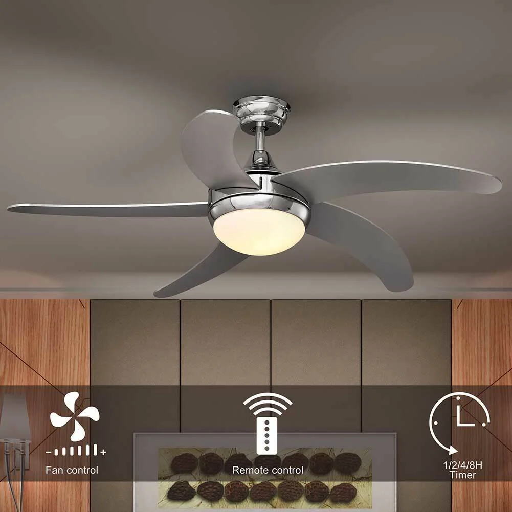 Ventilatore da Soffitto 5 Pale Legno con Lampada e Telecomando Diametro 132 cm - Image 3