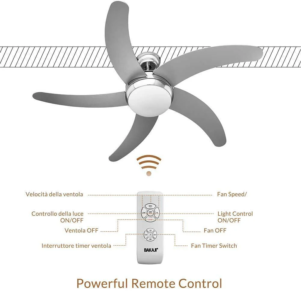Ventilatore da Soffitto 5 Pale Legno con Lampada e Telecomando Diametro 132 cm - Image 5