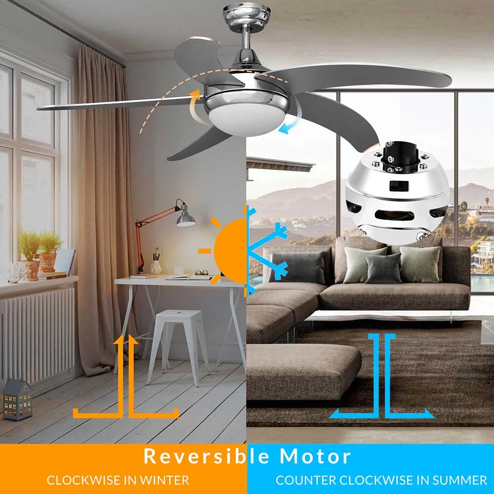 Ventilatore da Soffitto 5 Pale Legno con Lampada e Telecomando Diametro 132 cm - Image 7