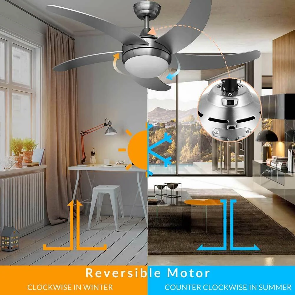Ventilatore da Soffitto 5 Pale Legno con Lampada e Telecomando Diametro 132cm - Image 8