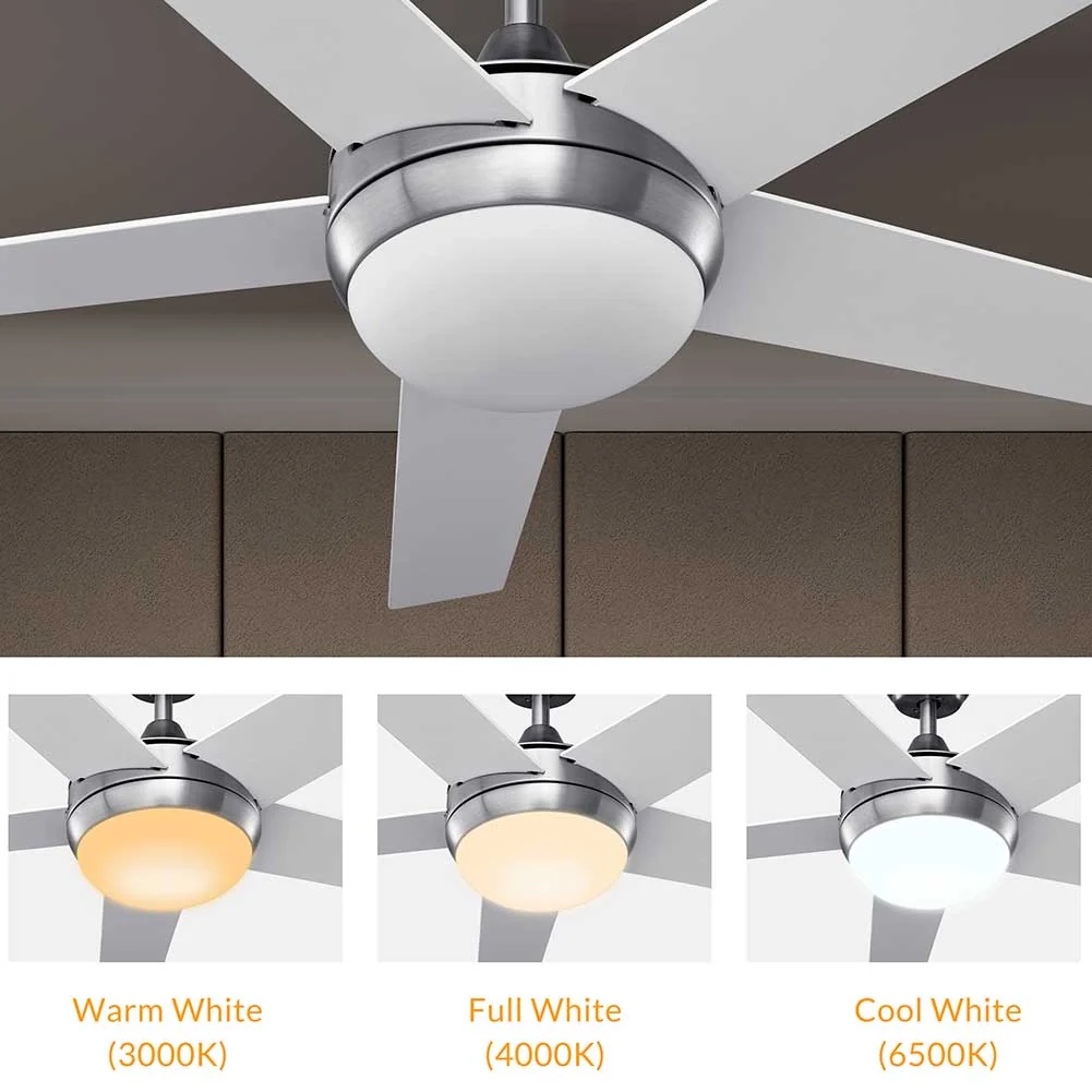 Ventilatore da Soffitto 5 Pale Legno con Lampada Luce LED e Telecomando 132cm - Image 4