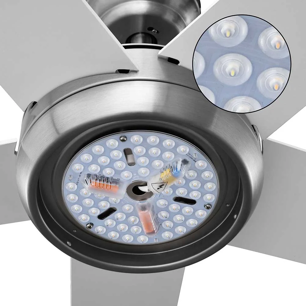 Ventilatore da Soffitto 5 Pale Legno con Lampada Luce LED e Telecomando 132cm - Image 3