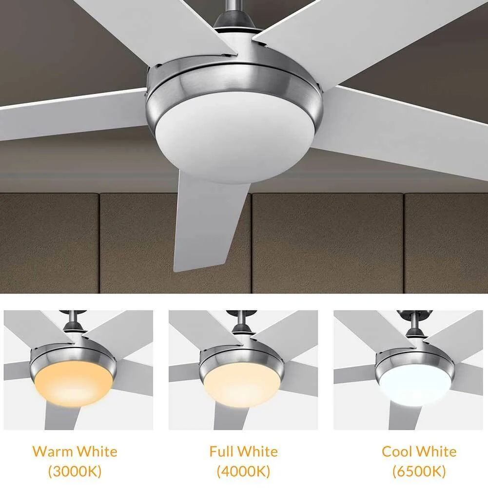 Ventilatore da Soffitto 5 Pale Legno con Lampada Luce LED e Telecomando 132cm - Image 5