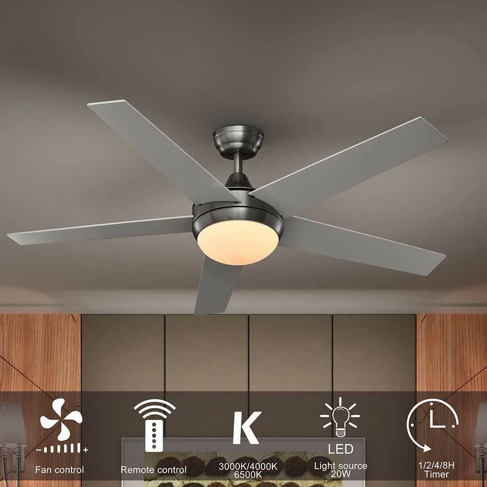 Ventilatore da Soffitto 5 Pale Legno con Lampada Luce LED e Telecomando 132cm - Image 9