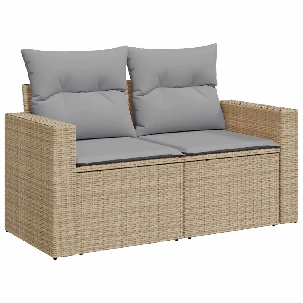 Set Divano da Giardino 10 pcs Beige e Grigio Chiaro polyrattan - Image 4