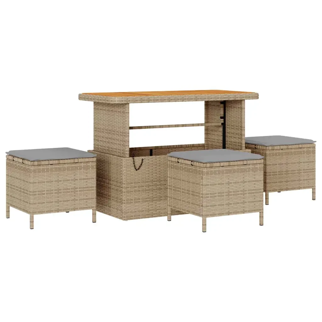 Set Divano da Giardino 9 pcs Beige e Grigio Chiaro polyrattan - Image 4