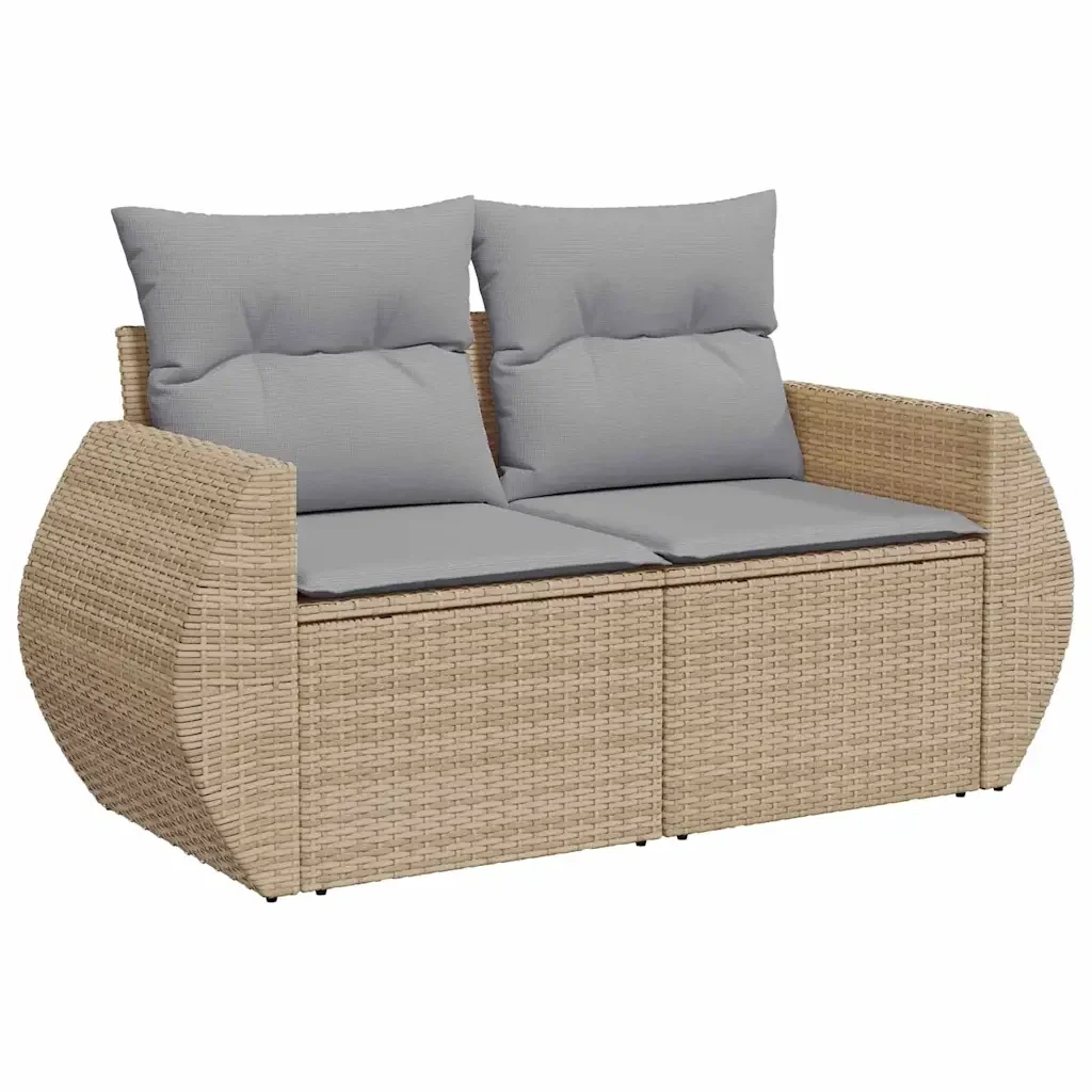 Set Divano da Giardino 9 pcs Beige e Grigio Chiaro polyrattan - Image 6