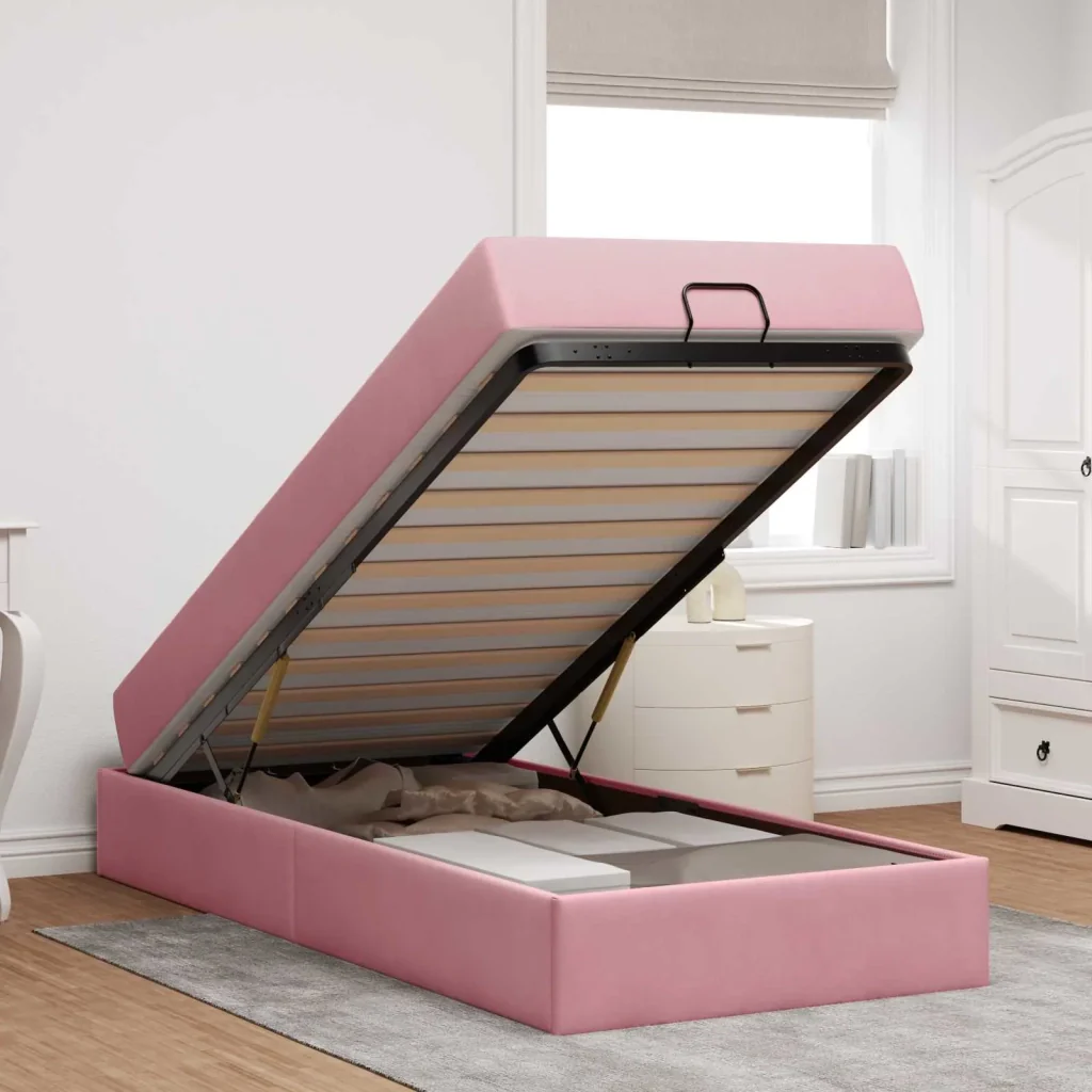 Struttura letto con materasso con materasso 2 pcs Rosa Velluto - Image 4