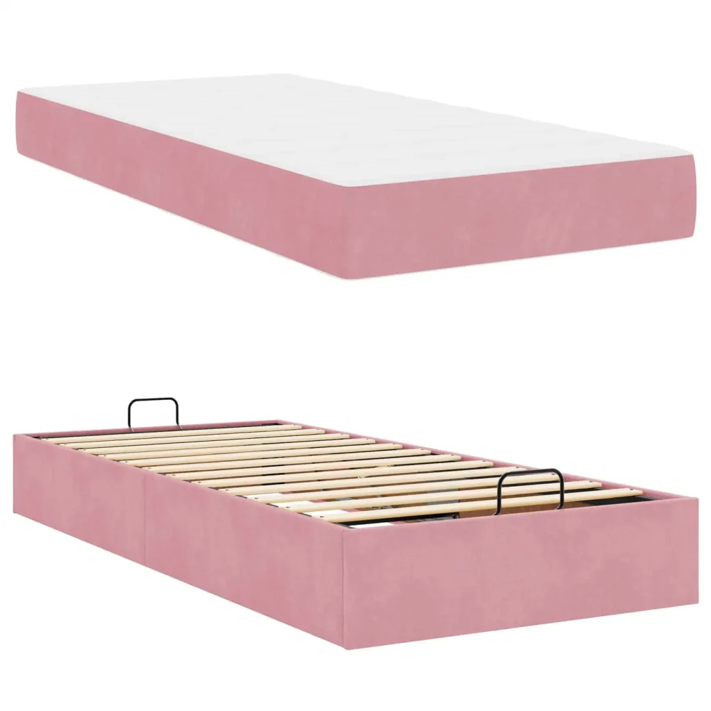 Struttura letto con materasso con materasso 2 pcs Rosa Velluto - Image 5