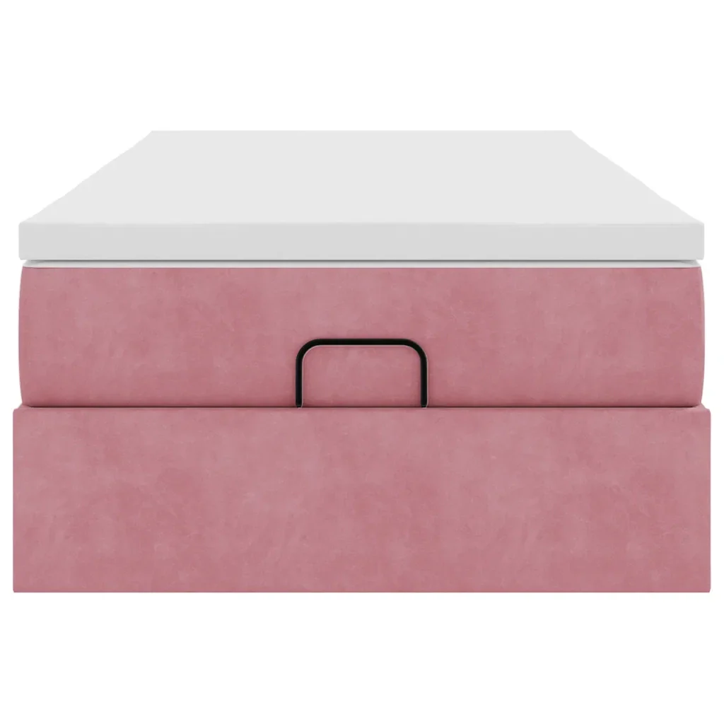 Struttura Letto Pouf con Materasso Rosa 90x190 cm in Velluto - Image 6