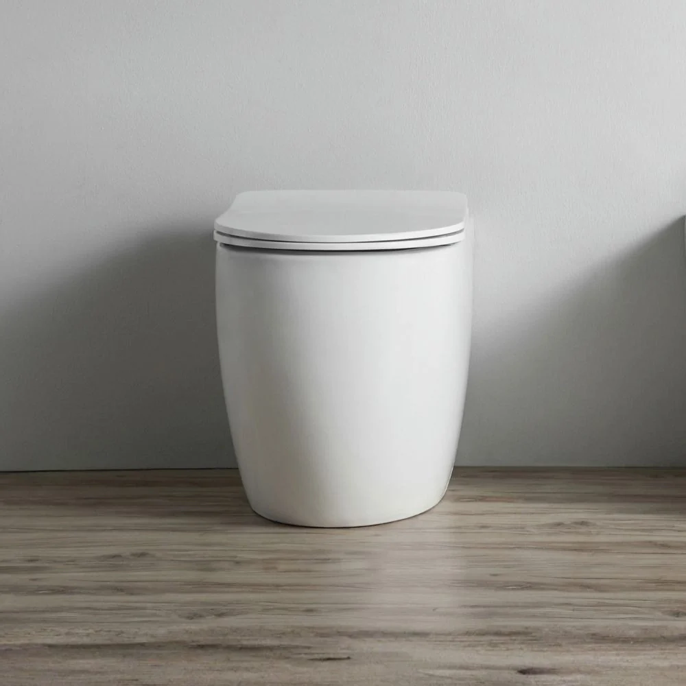 WC filo muro FT53A a pavimento in ceramica 52.5x37x41H cm. bianco - Image 2